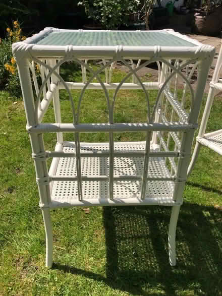 Photo of free Pair of white whicker bedside tables with glass tops (Canonbury N1) #4