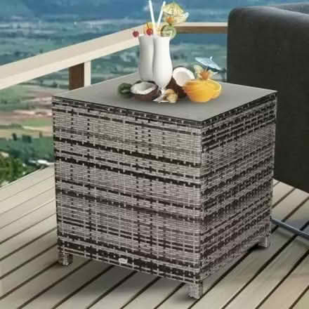 Photo of Grey rattan table, any size (Saint Andrew Auckland DL14) #2