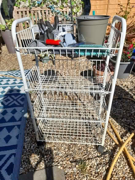 Photo of free White wire trolley on wheels. (Otford TN14) #1