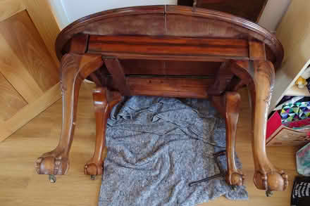 Photo of free Antique table with additional leaf, and oak linen box (Caterham CR3) #1