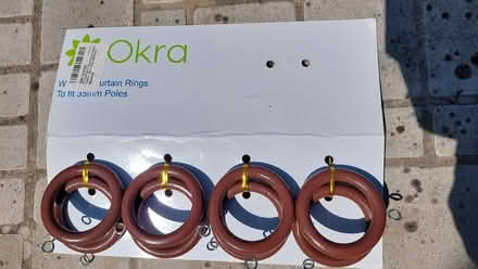 Photo of free 8 mahogany curtain rings (Woosehill RG41) #1
