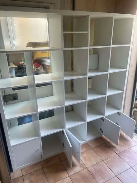 Photo of free Kallax white 5x5 with 5 cupboard inserts (Bear Flat) #1