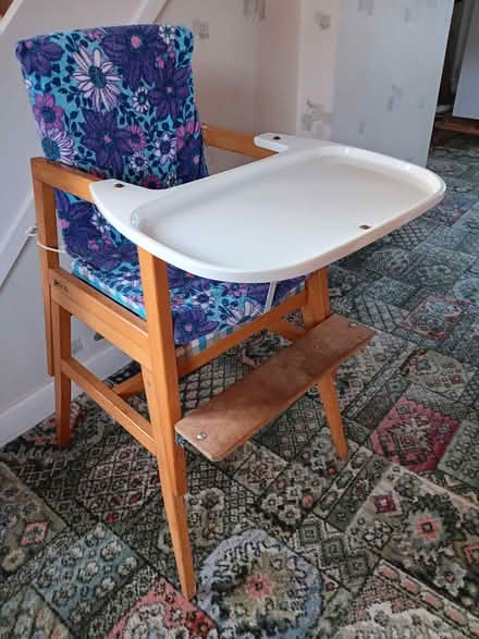 Photo of free Vintage child's high chair or low chair and table. (Bagshot GU19) #1
