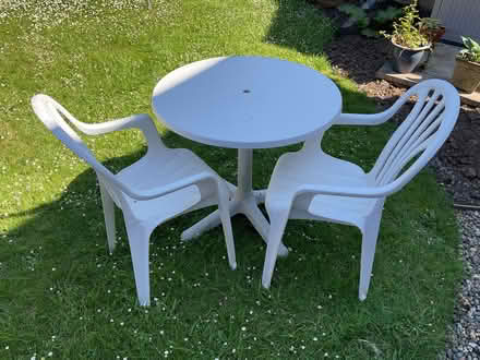 Photo of free 2 plastic patio chairs and circular table (Portishead BS20) #2