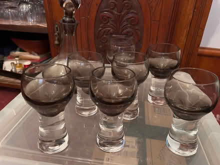Photo of free Caithness glass decanter and 7 wine glasses (AB12) #1