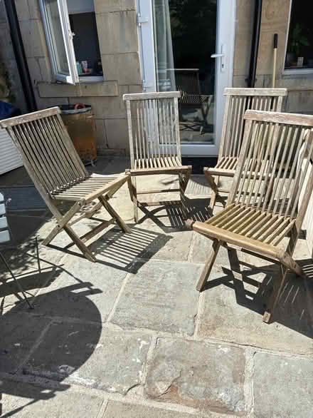 Photo of free Four wooden garden chairs (Bloomfield) #1