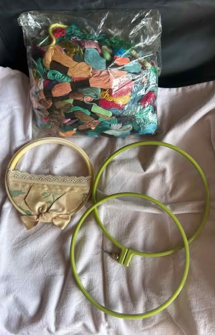 Photo of free Embroidery threads and rings (Brecon LD3) #1
