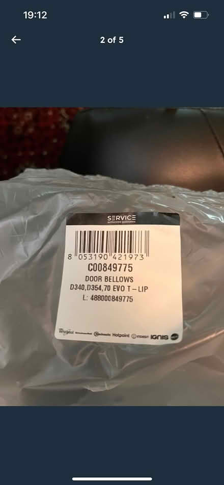Photo of free Washing Machine Bellows (Walthamstow E17) #4