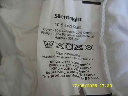 Photo of free Silentnight 10.5 Tog Duvet (Bethersden Kent) #1