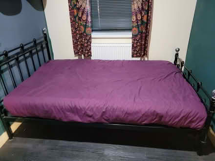 Photo of free Black metal bed frame - 4' (Small double) (Chirton NE29) #1