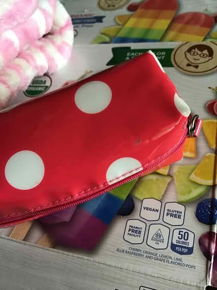 Photo of free Hot pink and white polka dot pouch (Hesperian Blvd) #2