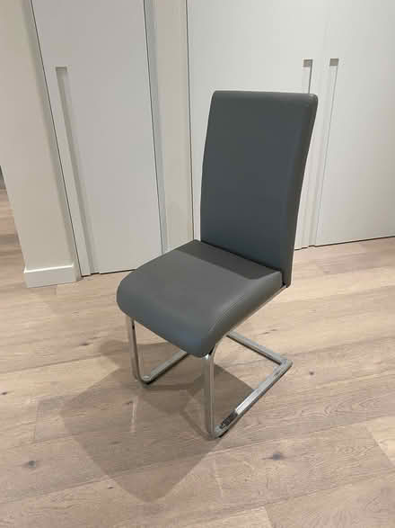 Photo of free 4x Grey dining chairs (Royal Wharf E16) #1