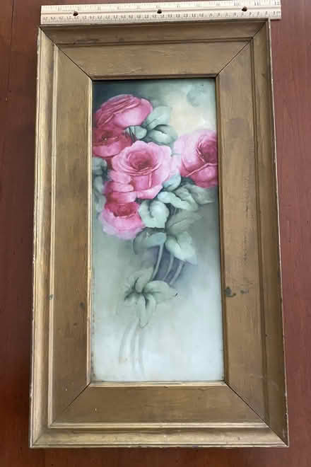 Photo of free Framed porcelain rose tile (Nr Fresh Pond & Mt Auburn Cem.) #1