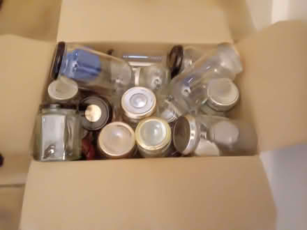Photo of free Box full of various sizes of jam jars with lids (Kendal LA9) #1