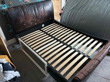 Photo of free Brown Faux Leather Kingsize Bed (Burnage, M19) #1