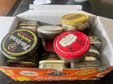 Photo of free Box of empty tobacco tins (Lower Earley RG6) #1