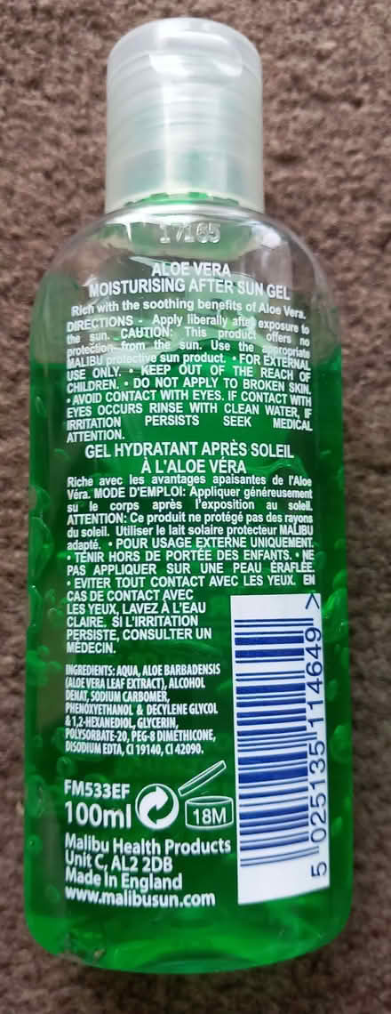 Photo of free Malibu - Aloe Vera moisturising after sun Gel 100ml x 3 (Erith DA8) #3