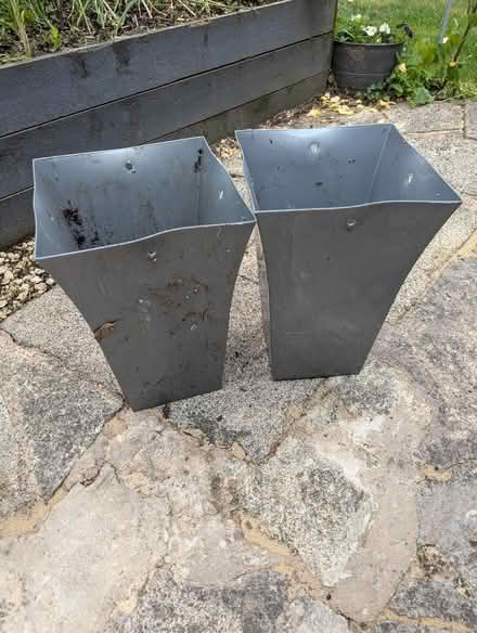Photo of free 2 large plastic silver plant pots (Swarkestone DE73) #1