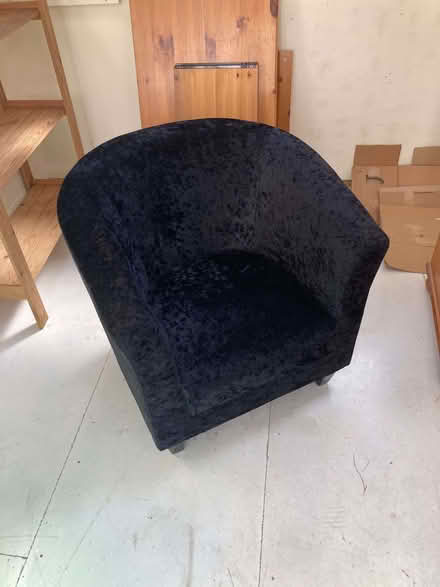 Photo of free Black velvet-effect armchair (Stroud GL5) #1