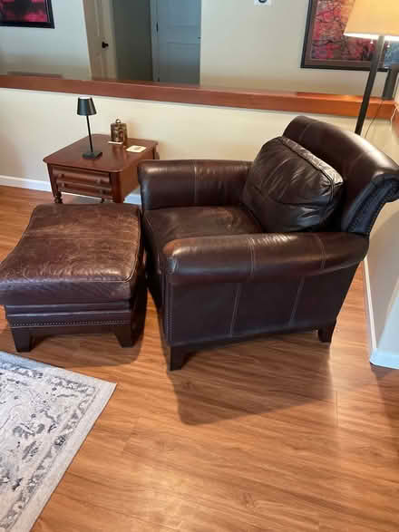 Photo of free Leather chair and ottoman (Edgewood WA) #2