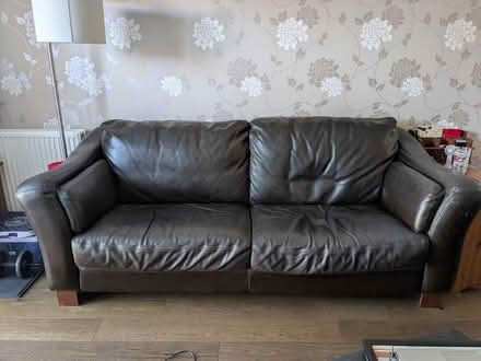 Photo of free Brown leather sofa set (Danderhall EH22) #1