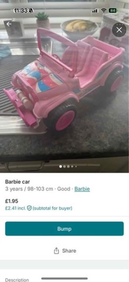 Photo of free Barbie car (Bognor Regis - PO22) #1
