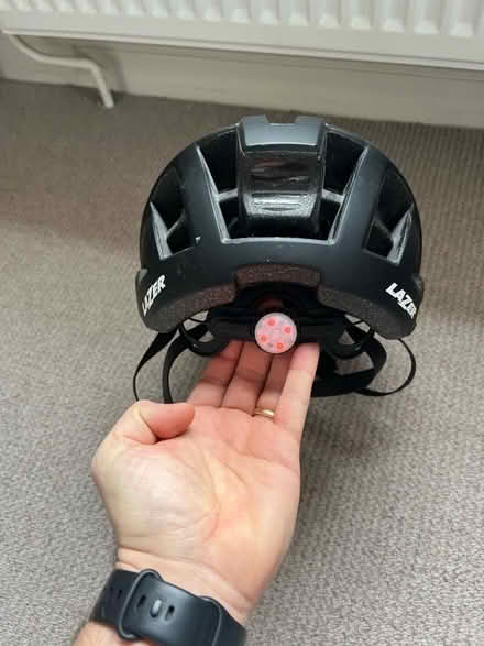 Photo of free Bicycle helmet with working red light (Fulham Palace Rd W6) #2