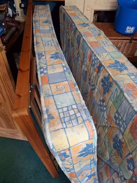 Photo of free Wooden frame single bed with underneath trundle bed plus mat (Brookwood GU24) #1