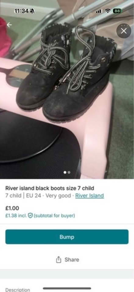 Photo of free River island boots size 7 child (Bognor Regis - PO22) #1