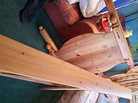 Photo of free Wooden frame single bed with underneath trundle bed plus mat (Brookwood GU24) #2