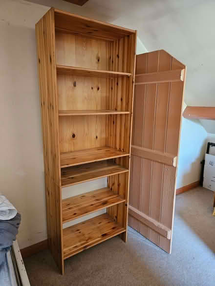 Photo of free Tall pine shelving unit - splits into two sections (Bloxham OX15) #1