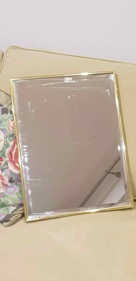 Photo of free Framed mirror, 36x46cm, metal gold coloured frame. (Sharpstone) #1