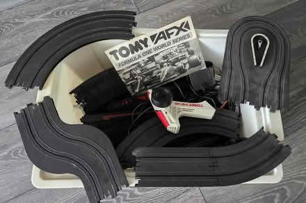 Photo of free Box of Tomy Slot-Car racing track & accessories (Woodford IG8) #1