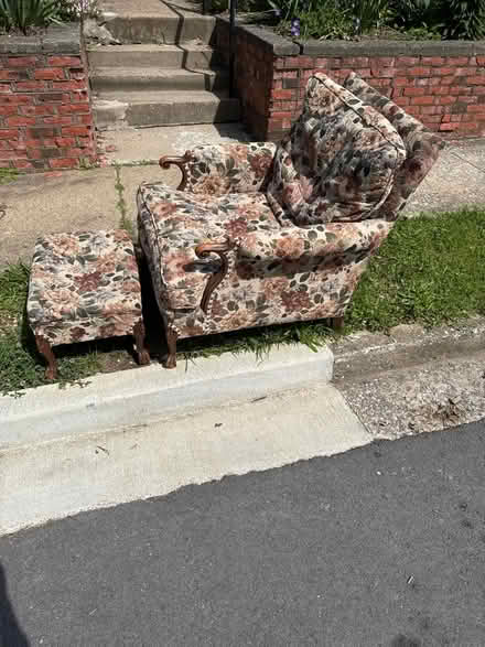Photo of free Antique arm chair and stool (East End) #2