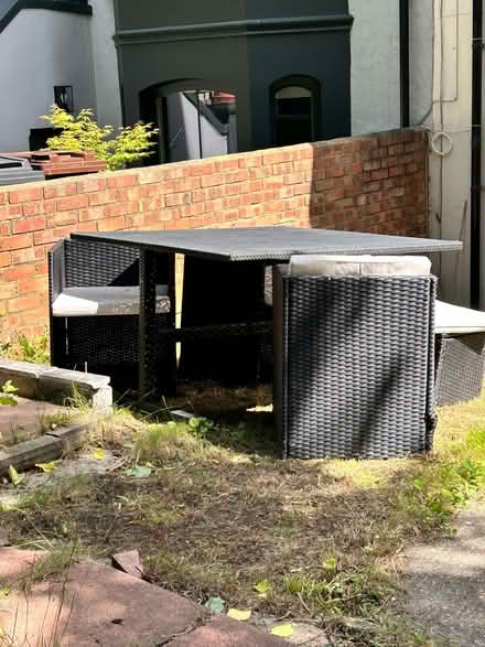 Photo of free Outdoor table and 3 chairs + stool (E8) #1
