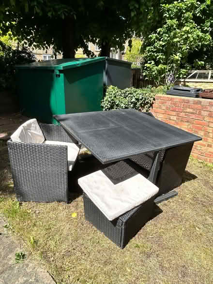 Photo of free Outdoor table and 3 chairs + stool (E8) #3