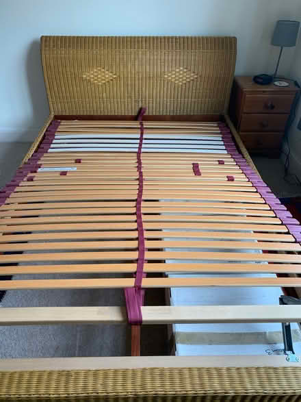Photo of free Double Bed, Ergonomic, Rattan (with mattress if desired) (hertford_freegle CGA SG13) #4