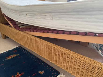 Photo of free Double Bed, Ergonomic, Rattan (with mattress if desired) (hertford_freegle CGA SG13) #2