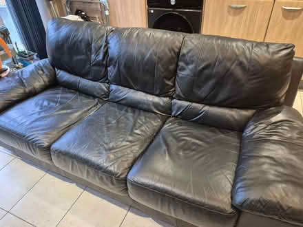 Photo of free 3 seater black leather chair (CB23) #1