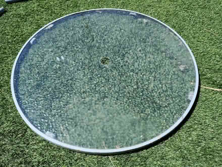 Photo of free Outdoor table, circular glass top (Bagslate Moor OL11) #3