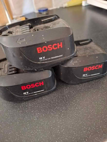 Photo of free 3 Bosch 18v Lithium Ion batteries. (IP1) #1