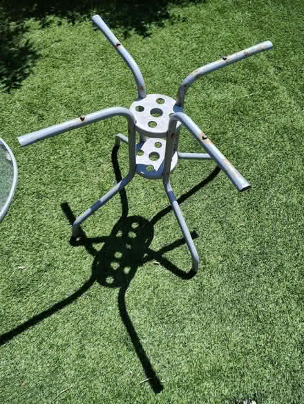 Photo of free Outdoor table, circular glass top (Bagslate Moor OL11) #2