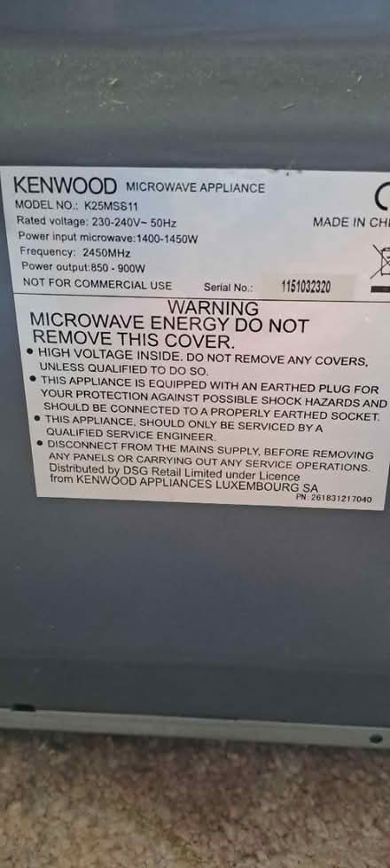 Photo of free Kenwood microwave (Churchdown) #4