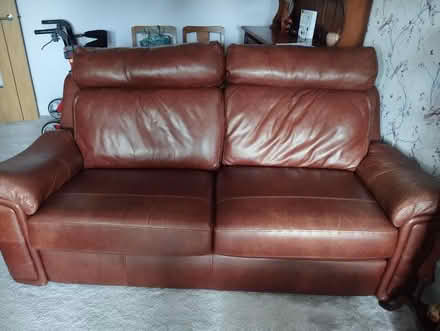 Photo of free Brown leather sofa (Bournes Green SS2) #1