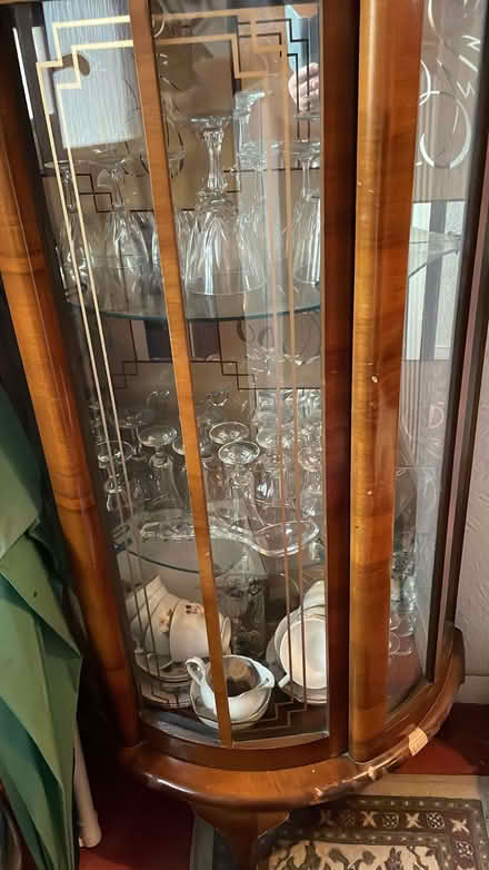 Photo of free Bow fronted glass cabinet (Great Longstone DE45) #1