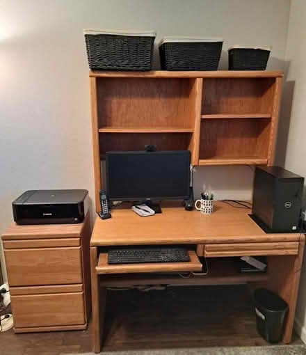 Photo of free Desk with shelving & file cabinet (Off Montevideo Dr., San Ramon) #1