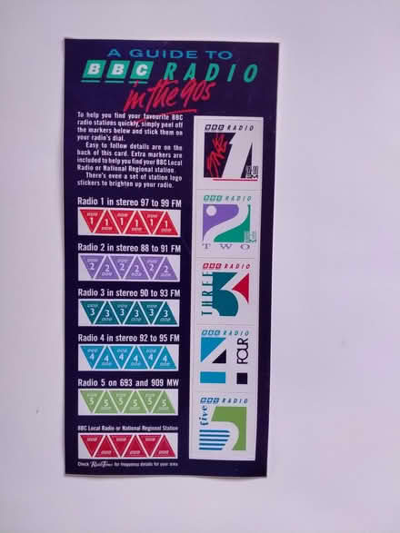 Photo of free BBC Radio in the 90s leaflet with stickers (Woodthorpe YO24) #1