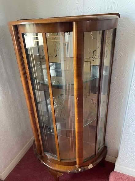 Photo of free Bow fronted glass cabinet (Great Longstone DE45) #2