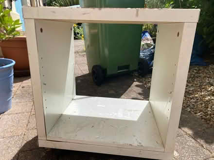 Photo of free Small white cabinet on wheels (Heath) #1