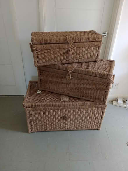 Photo of free Set of three wicker storage boxes (potterspury) #1